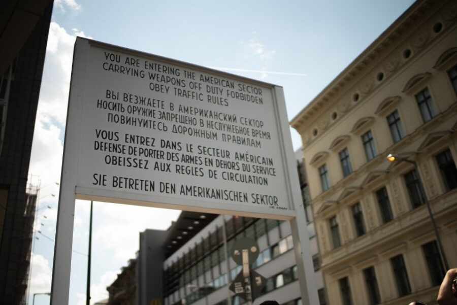 Explore Berlin: Walking Tour of All The Iconic Sites - Starting at Friedrichstrasse: finding the yellow umbrellas