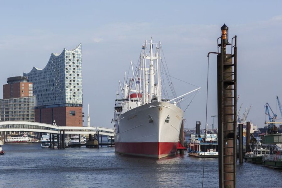 Hamburg: Entrance to the Museum Ship Cap San Diego - Your self-guided route: bridge lookout, saloon calm, and the emigrant documentary