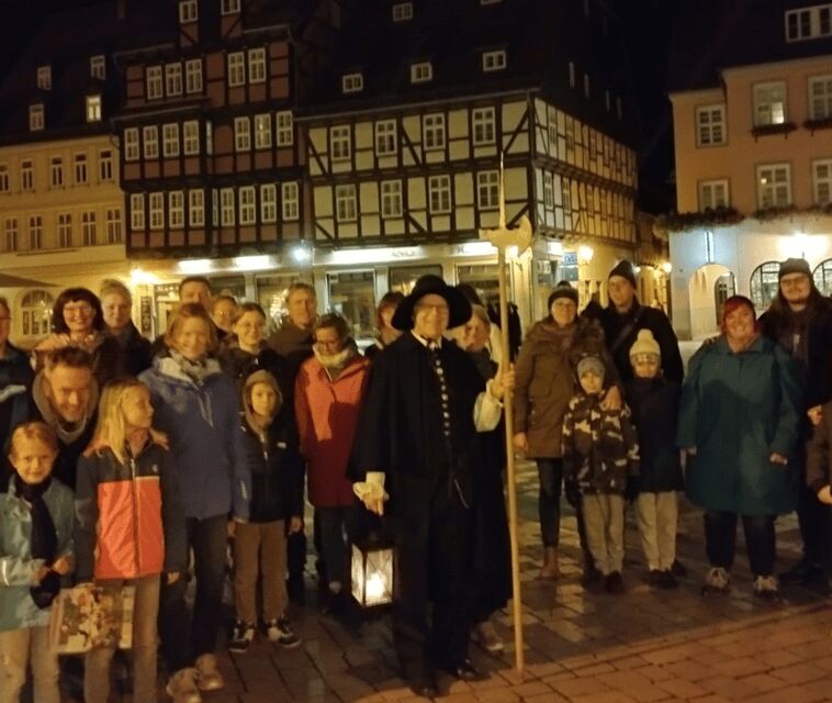 Night Watchman Tour through Quedlinburg - The 1.5-hour route: illuminated half-timbered lanes, cobblestones, and a slope
